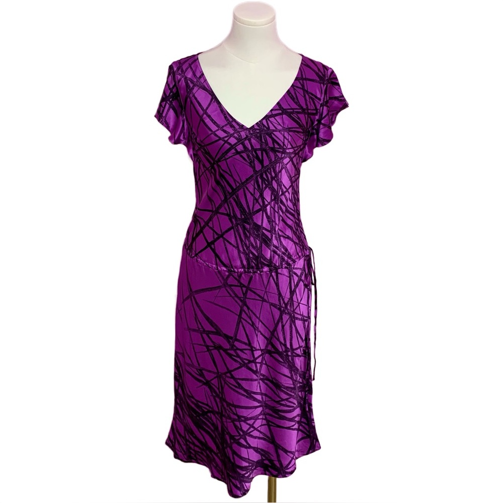 NWT VTG BCBGMAXAZRIA Purple Silk Midi Dress 4 - Picture 1 of 6